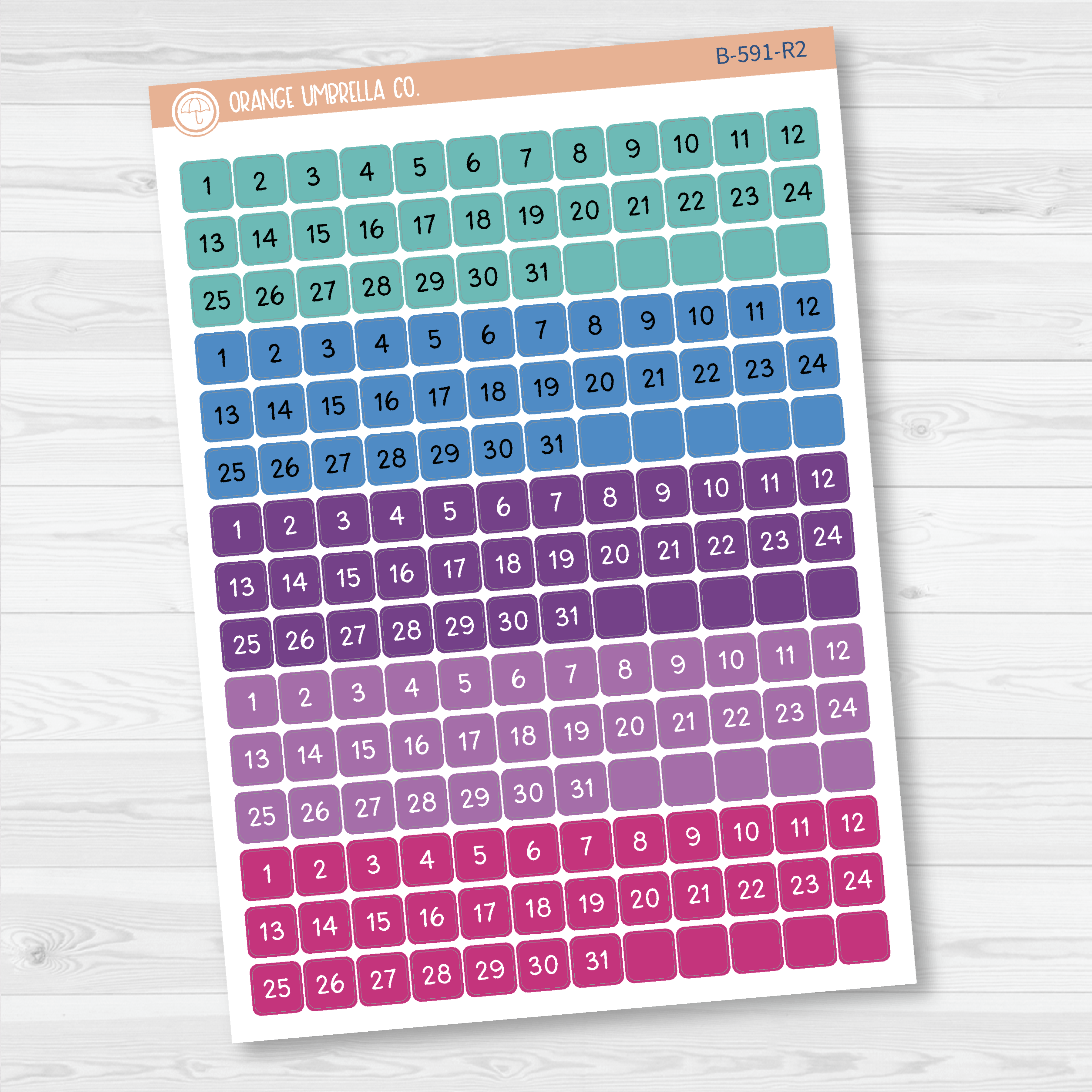 Date Dots - 5 Months Planner Stickers | Square F16 Script | B-591