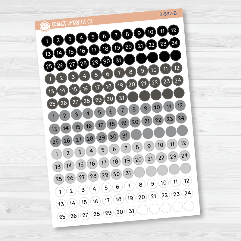 Date Dots - 5 Months Planner Stickers | Circle F16 Script | B-592