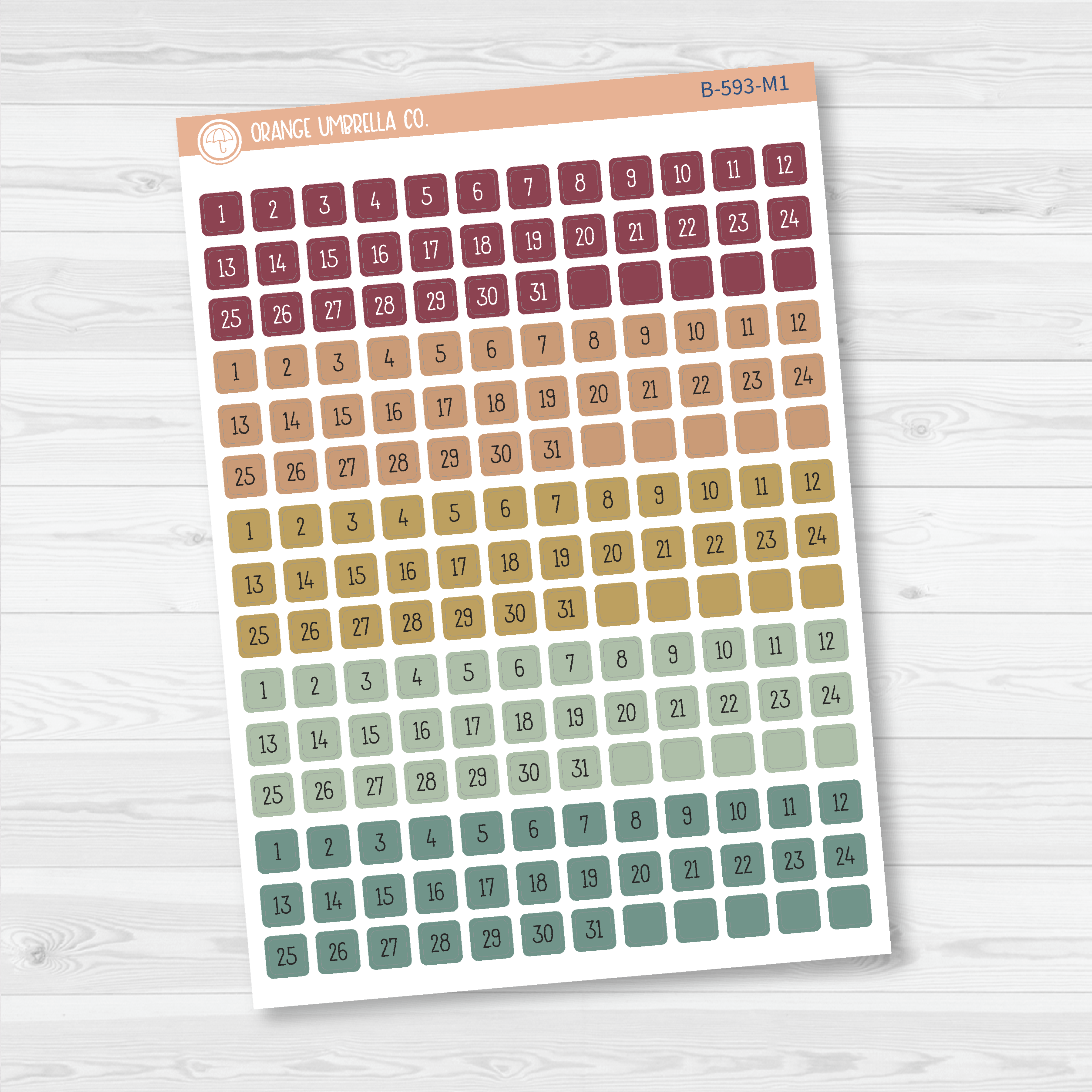 CLEARANCE | Tiny Date Dots - 5 Months Planner Stickers | Square F16 Print | B-593