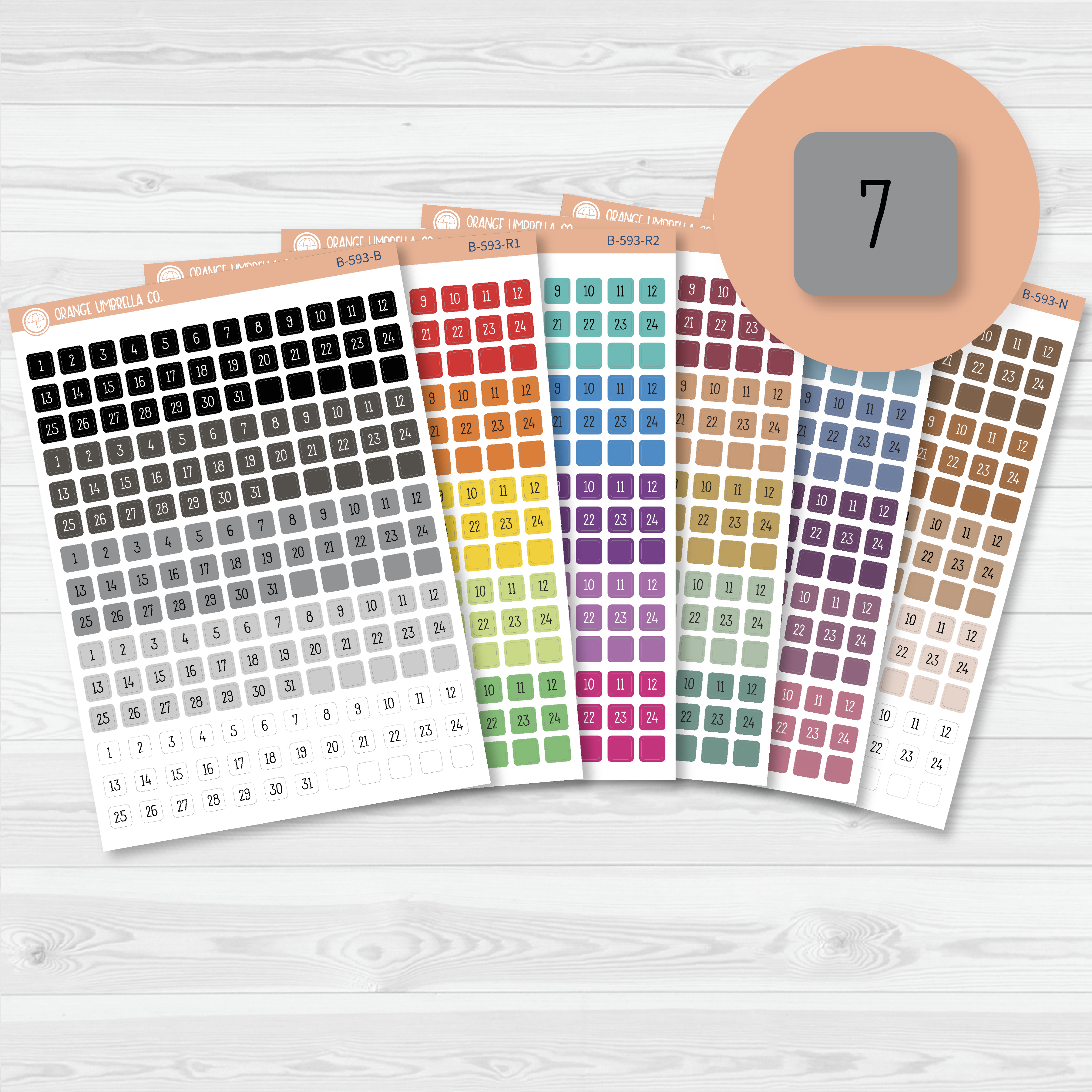 CLEARANCE | Tiny Date Dots - 5 Months Planner Stickers | Square F16 Print | B-593