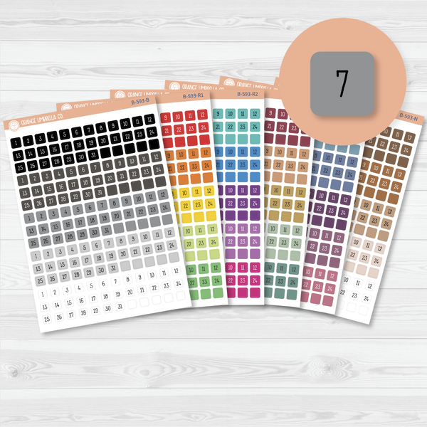 Tiny Date Dots - 5 Months Planner Stickers | Square F16 Print | B-593