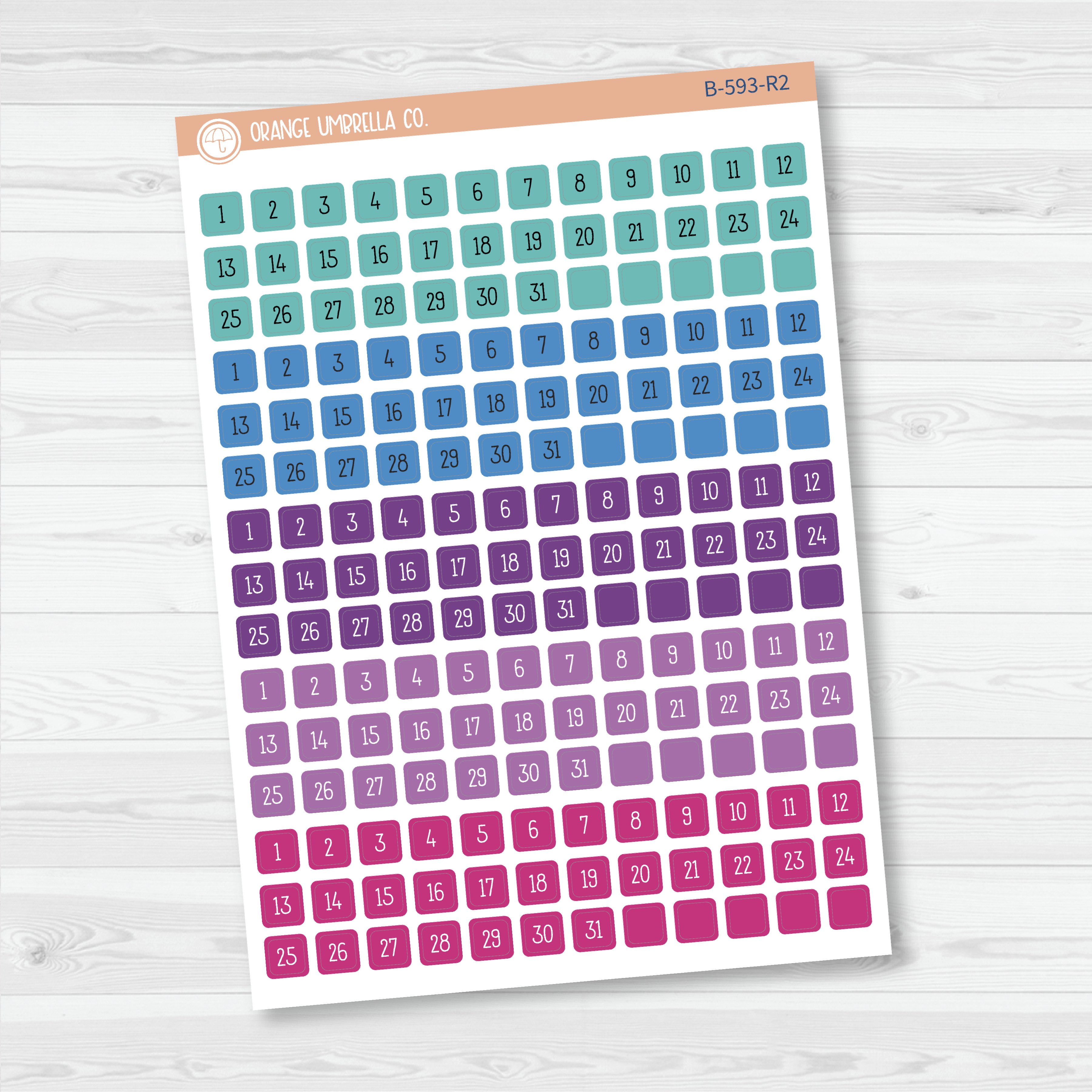 CLEARANCE | Tiny Date Dots - 5 Months Planner Stickers | Square F16 Print | B-593