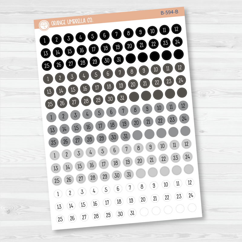 Tiny Date Dots - 5 Months Planner Stickers | Circle F16 Print | B-594