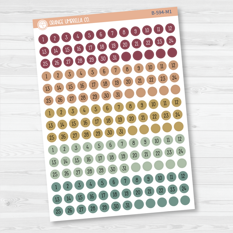 Tiny Date Dots - 5 Months Planner Stickers | Circle F16 Print | B-594