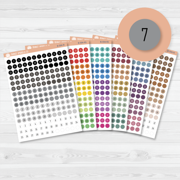 Tiny Date Dots - 5 Months Planner Stickers | Circle F16 Print | B-594