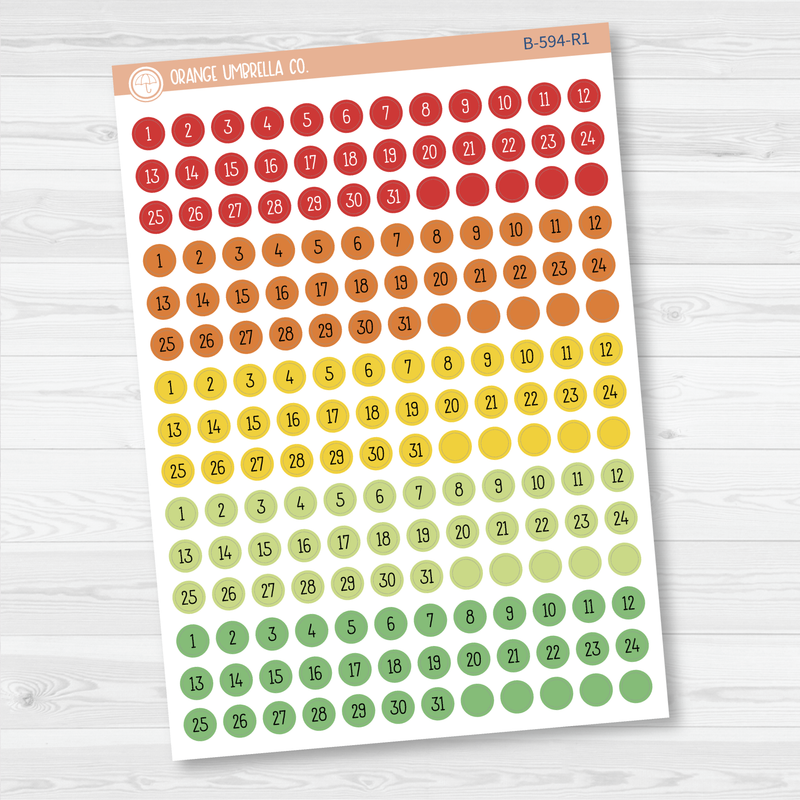 Tiny Date Dots - 5 Months Planner Stickers | Circle F16 Print | B-594