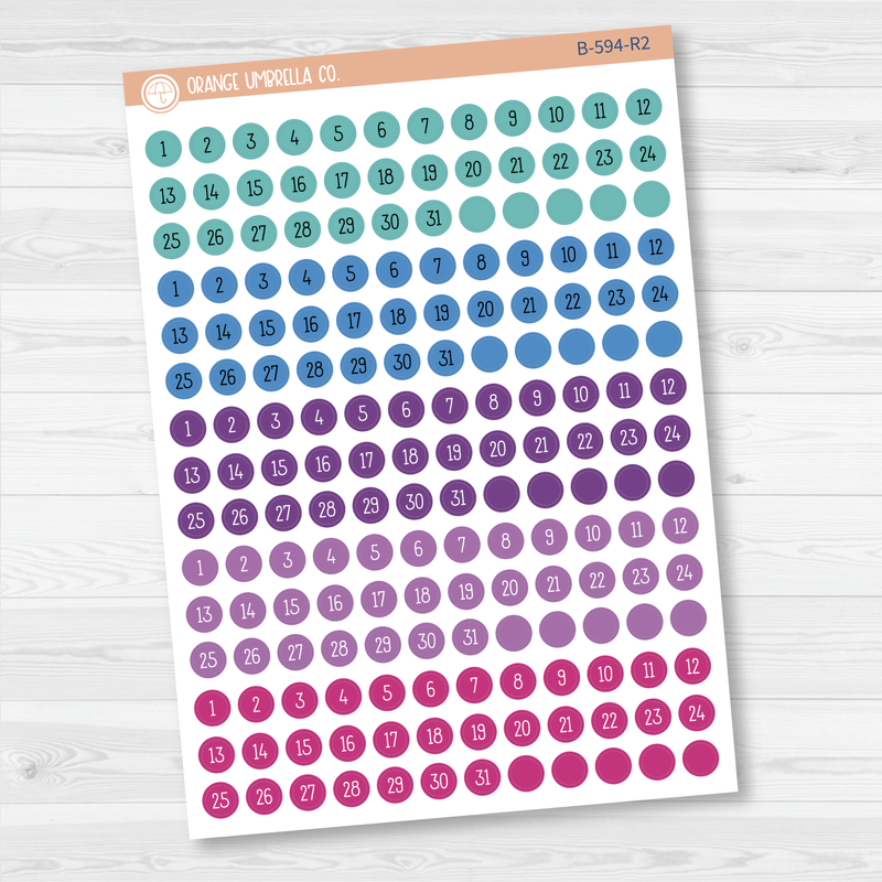 Tiny Date Dots - 5 Months Planner Stickers | Circle F16 Print | B-594