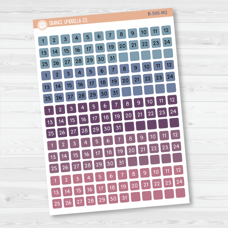 Tiny Date Dots - 5 Months Planner Stickers | Square F16 Script | B-595