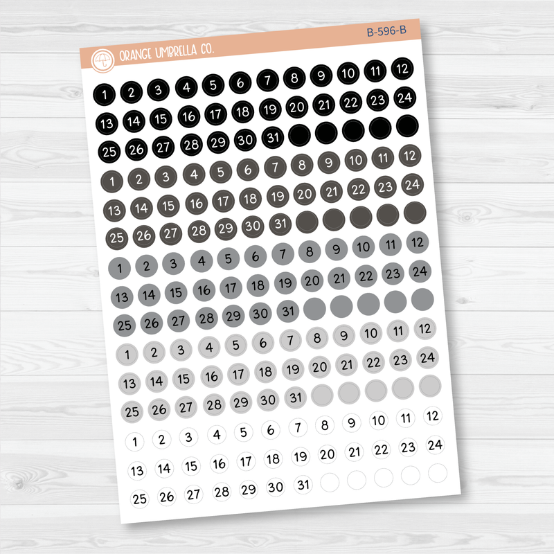 Tiny Date Dots - 5 Months Planner Stickers | Circle F16 Script | B-596