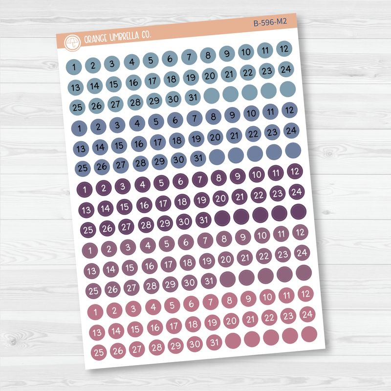 Tiny Date Dots - 5 Months Planner Stickers | Circle F16 Script | B-596