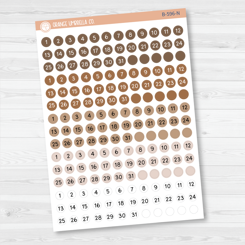 Tiny Date Dots - 5 Months Planner Stickers | Circle F16 Script | B-596