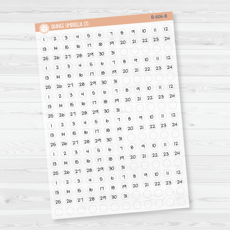 6 Months of Mini Date Dot Covers Planner Stickers | FJP | B-605-B-606