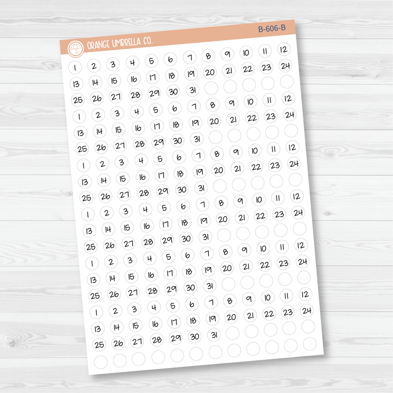 6 Months of Mini Date Dot Covers Planner Stickers | FJP | B-605-B-606