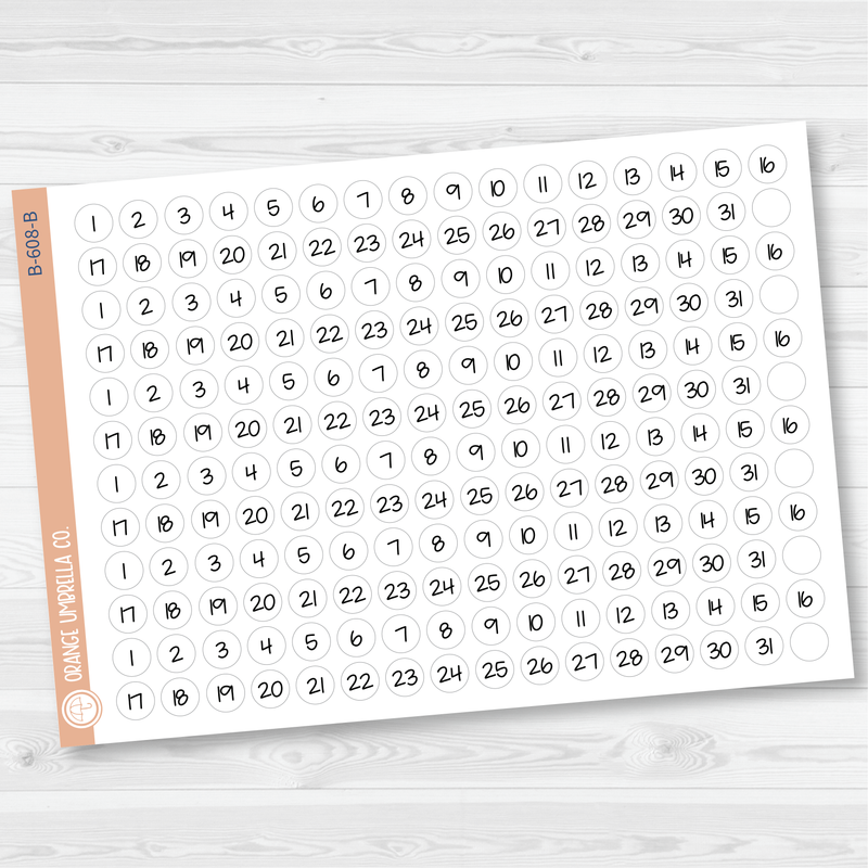 6 Months of Date Dot Covers Planner Stickers | FJP | B-607-B-608