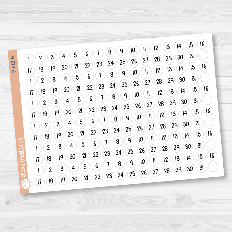 6 Months of Date Dot Covers Planner Stickers | FSP | B-611-B-612