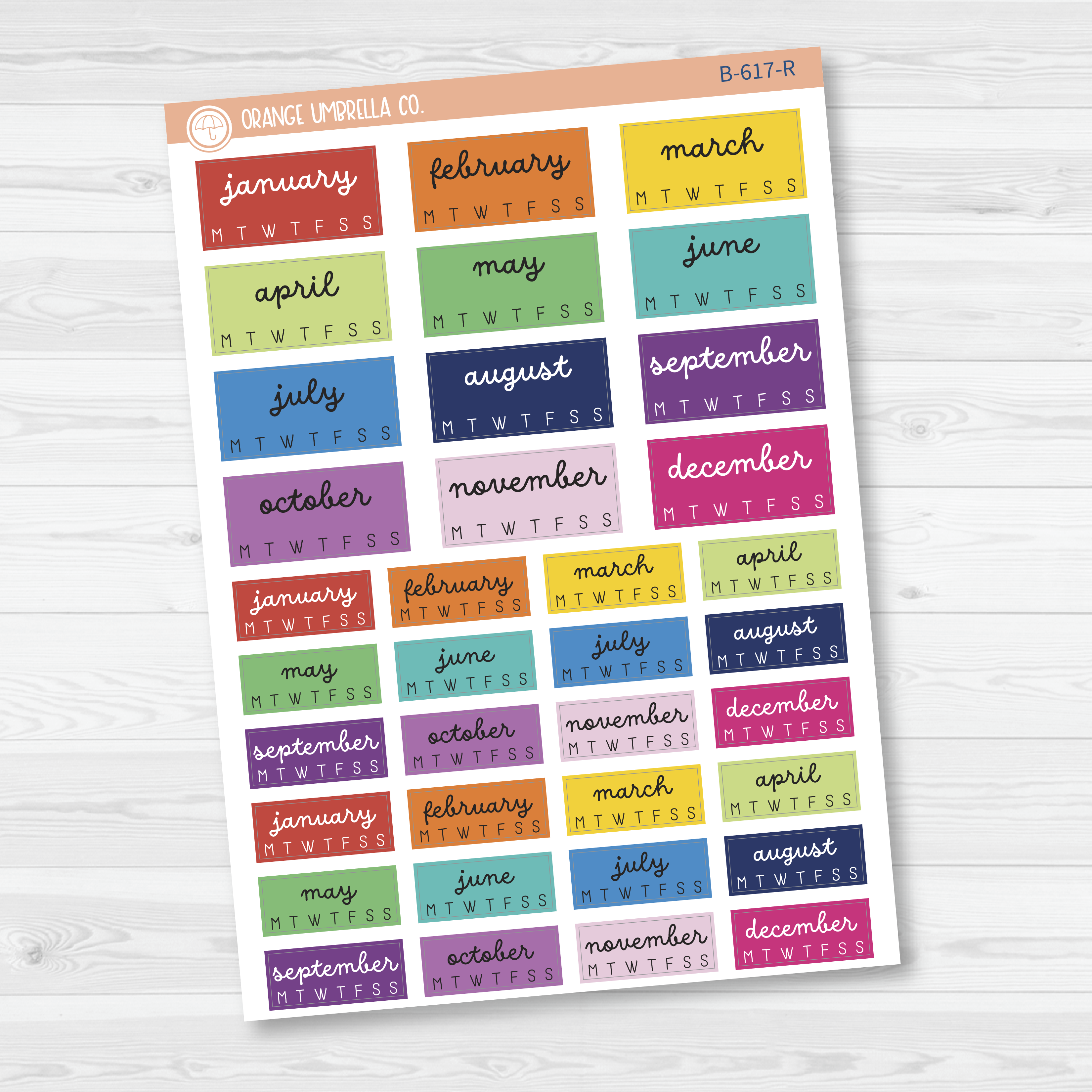 A5 Year at a Glance - Hobonichi Cousin Planner Stickers | F16 | B-617