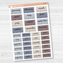 A5 Year at a Glance Planner Stickers - Hobonichi Cousin | F16 Muted | B-622-B-625