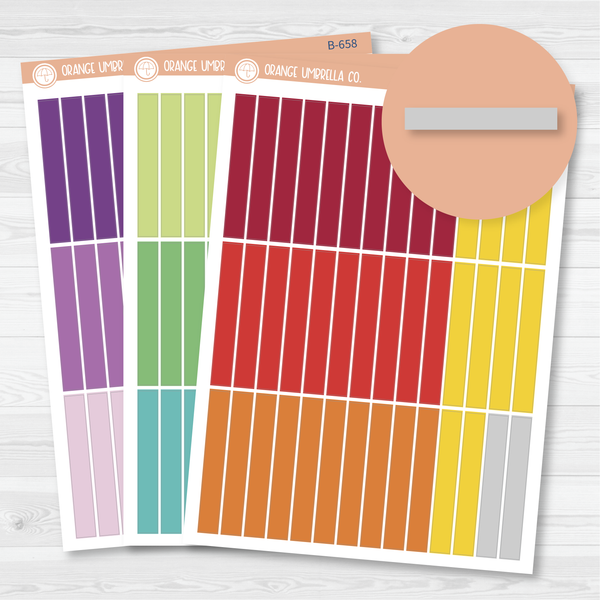 Plum Vertical Priorities Color Strip Planner Stickers | Bright | B-656 / B-657 / B-658