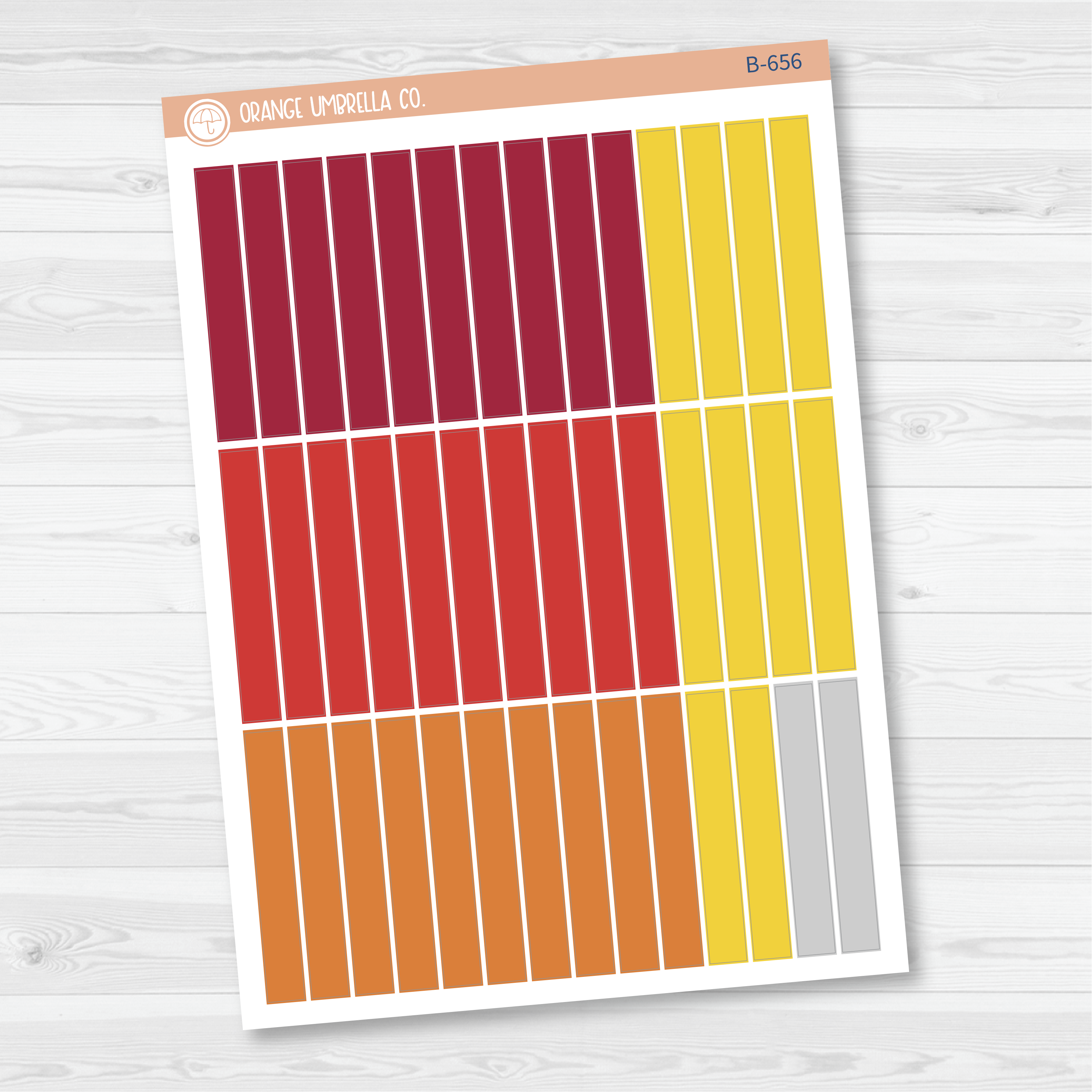 CLEARANCE | Plum Vertical Priorities Color Strip Planner Stickers | Bright | B-656 / B-657 / B-658