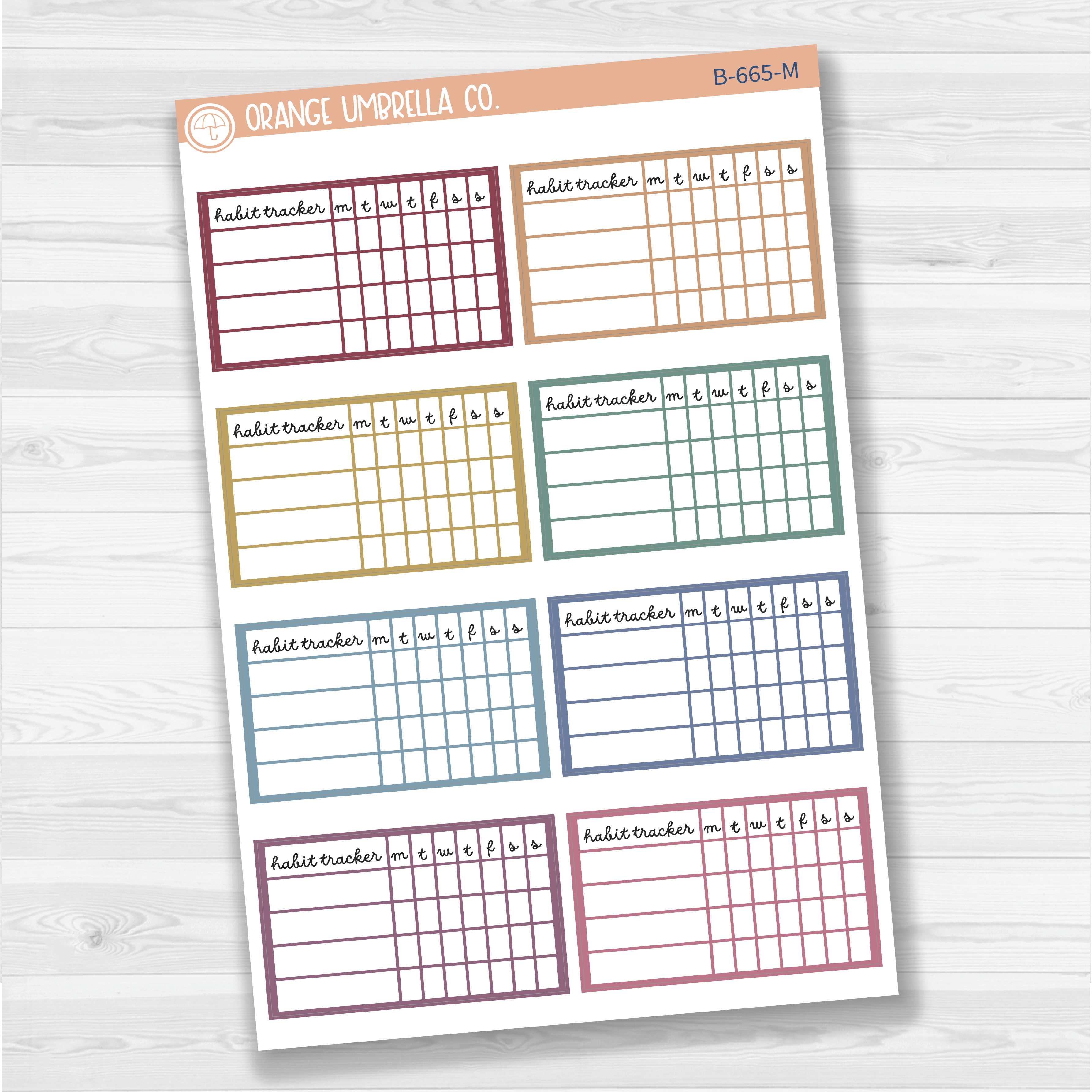 Habit Tracker - 4 Slots Planner Stickers | F16script | B-665