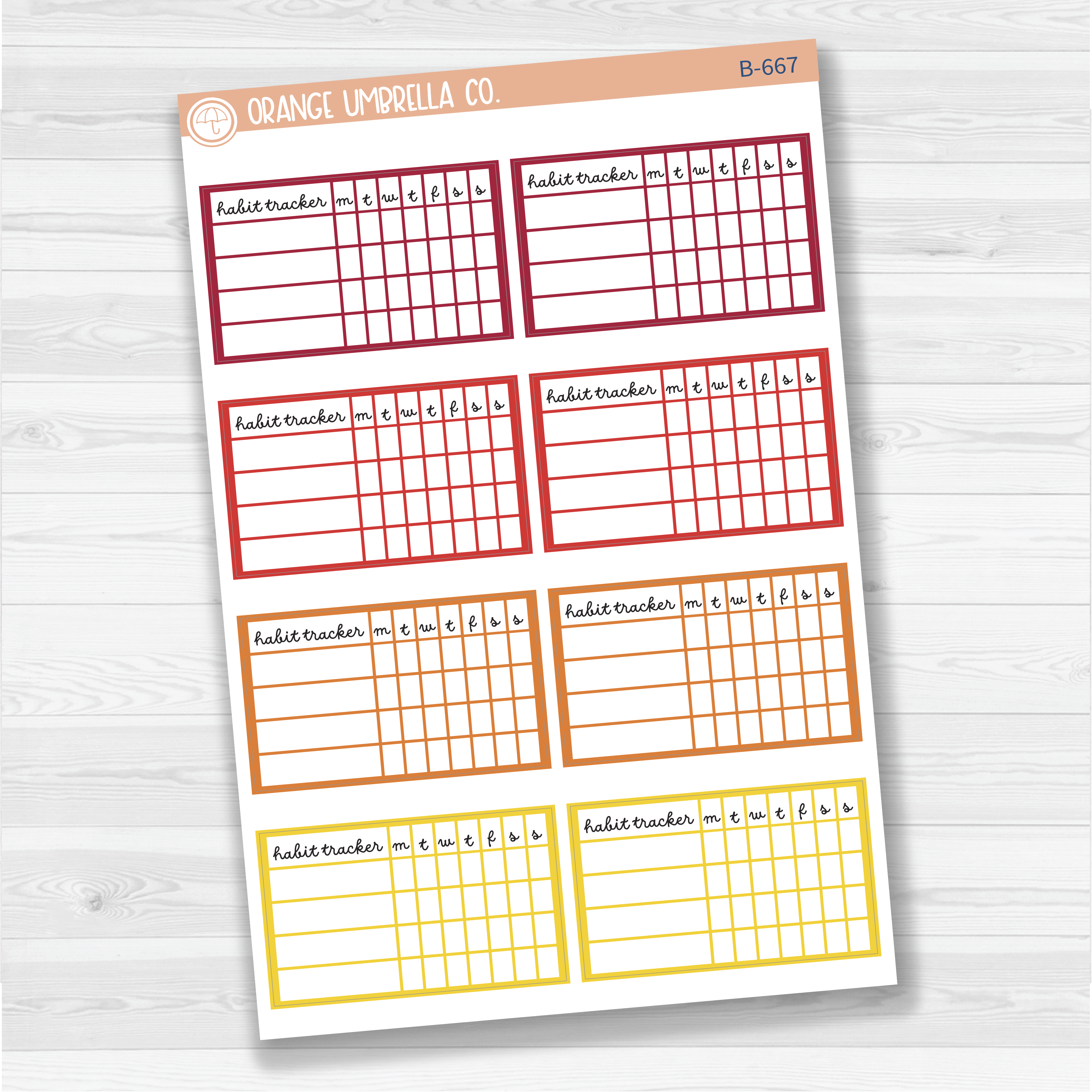 Habit Tracker - 4 Slots Planner Stickers | F16script | Brights | B-667/B-668/B-669