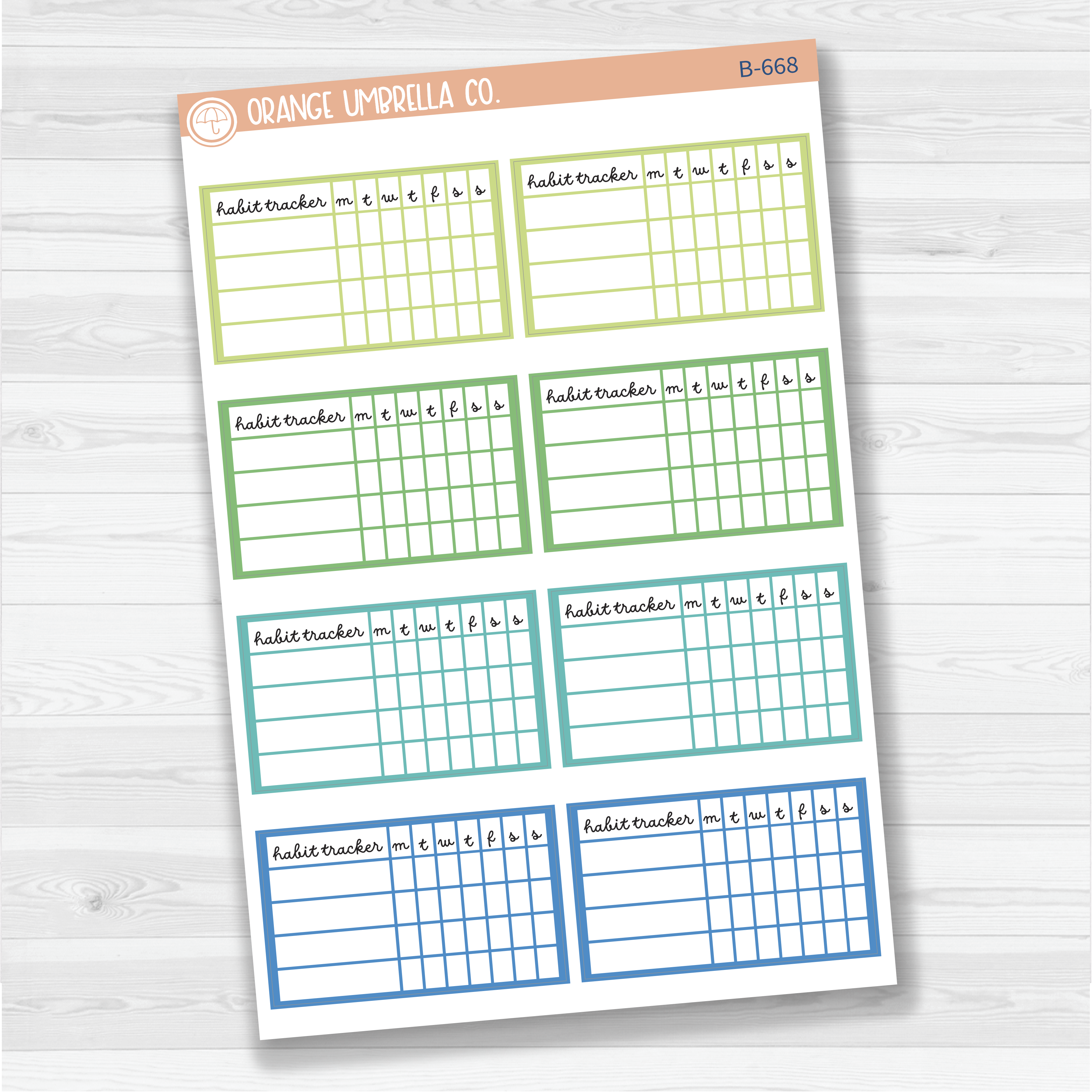 Habit Tracker - 4 Slots Planner Stickers | F16script | Brights | B-667/B-668/B-669