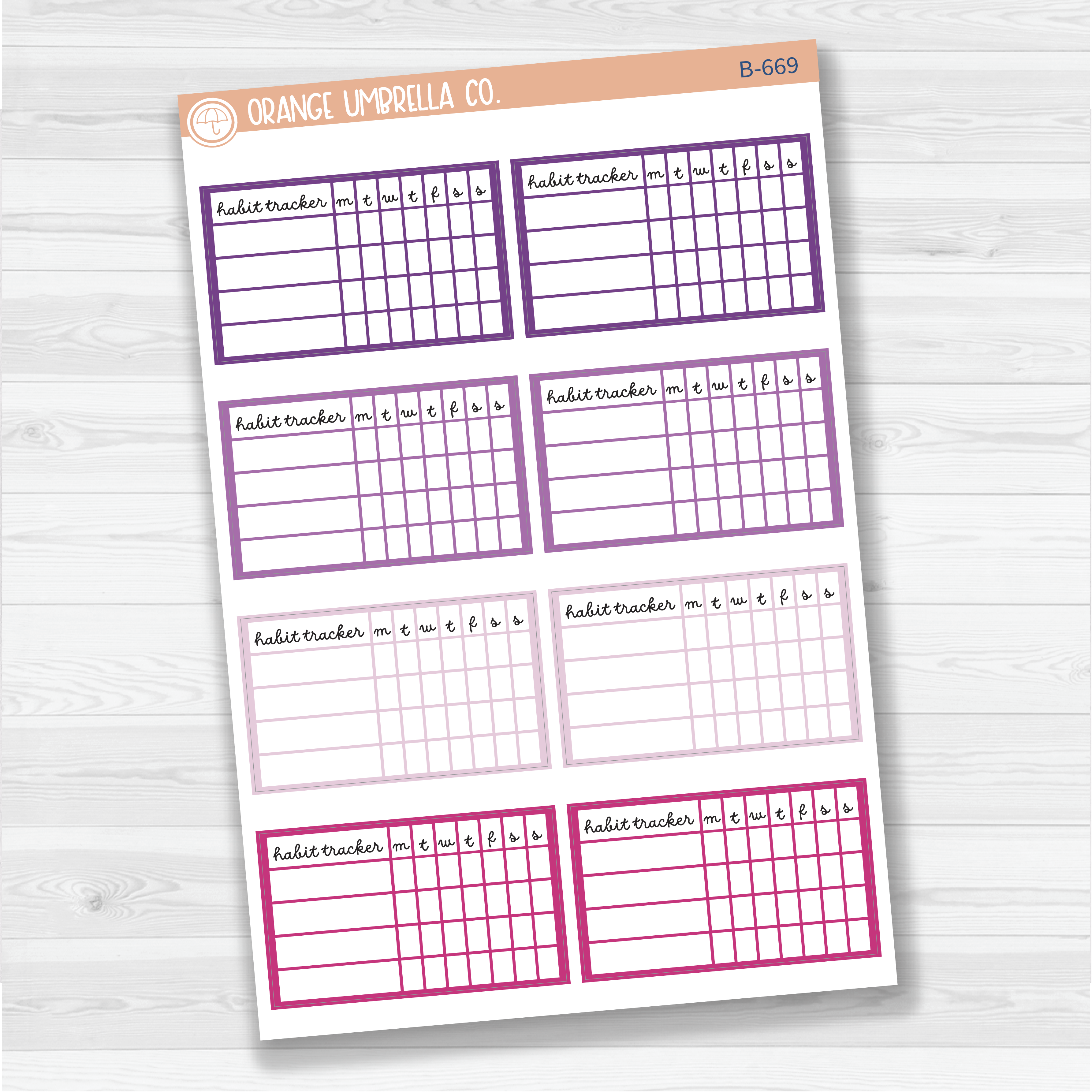 Habit Tracker - 4 Slots Planner Stickers | F16script | Brights | B-667/B-668/B-669