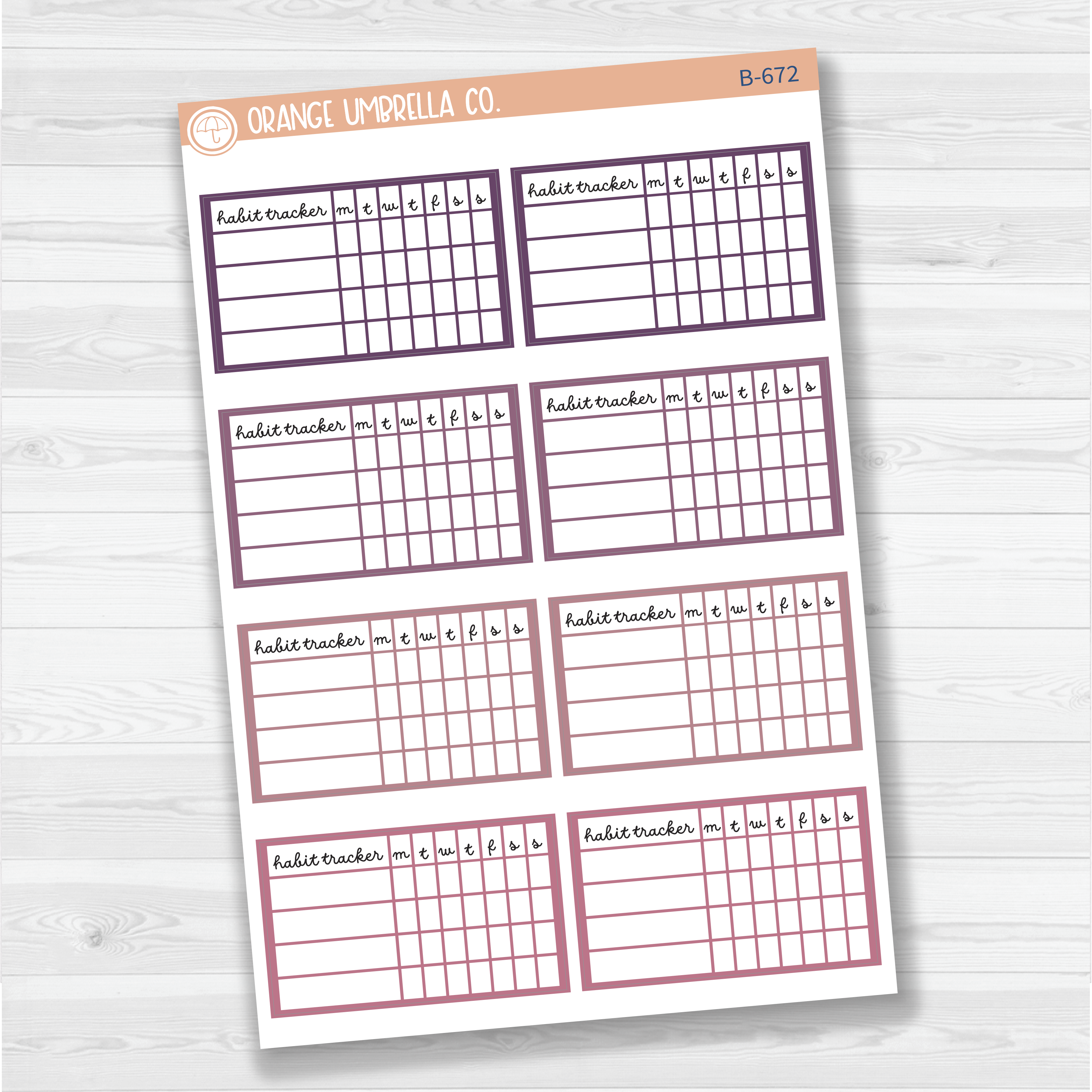 Habit Tracker - 4 Slots Planner Stickers | F16script | Muted | B-670/B-671/B-672