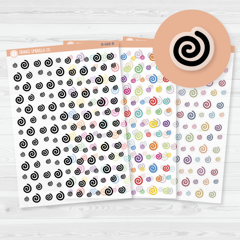 Swirls Icon Planner Stickers | Clear Matte | B-688-CM