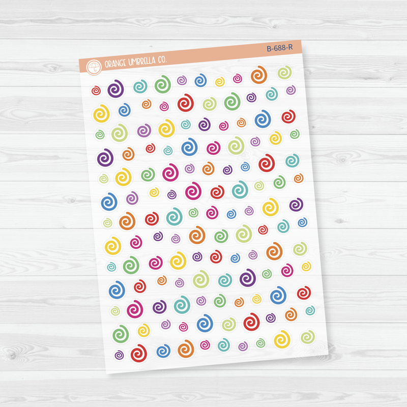 Swirls Icon Planner Stickers | Clear Matte | B-688-CM