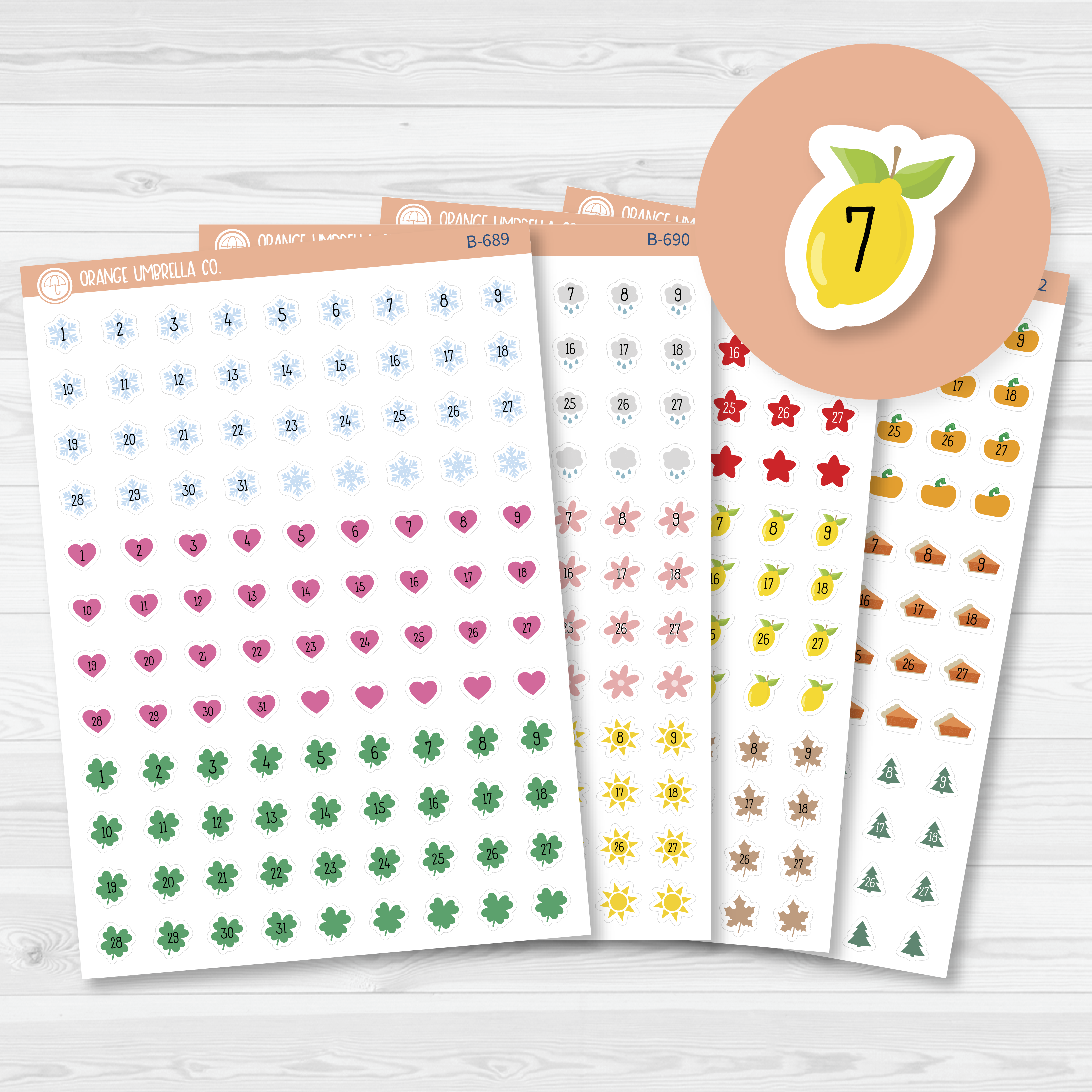 Yearly Themed Date Dots | 3 Months Holiday Planner Stickers | B-689-692
