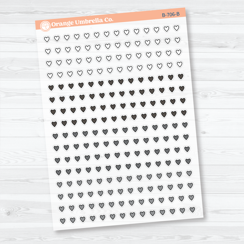Tiny Micro Heart Clear Matte Planner Stickers | Functional & Decorative Icon Stickers | B-706-CM