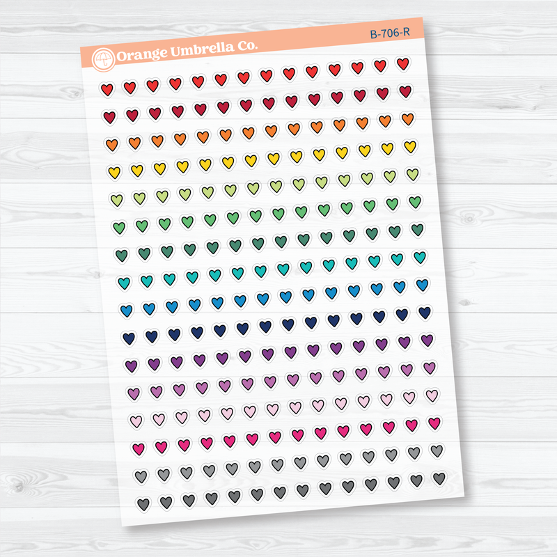 Tiny Micro Heart Clear Matte Planner Stickers | Functional & Decorative Icon Stickers | B-706-CM