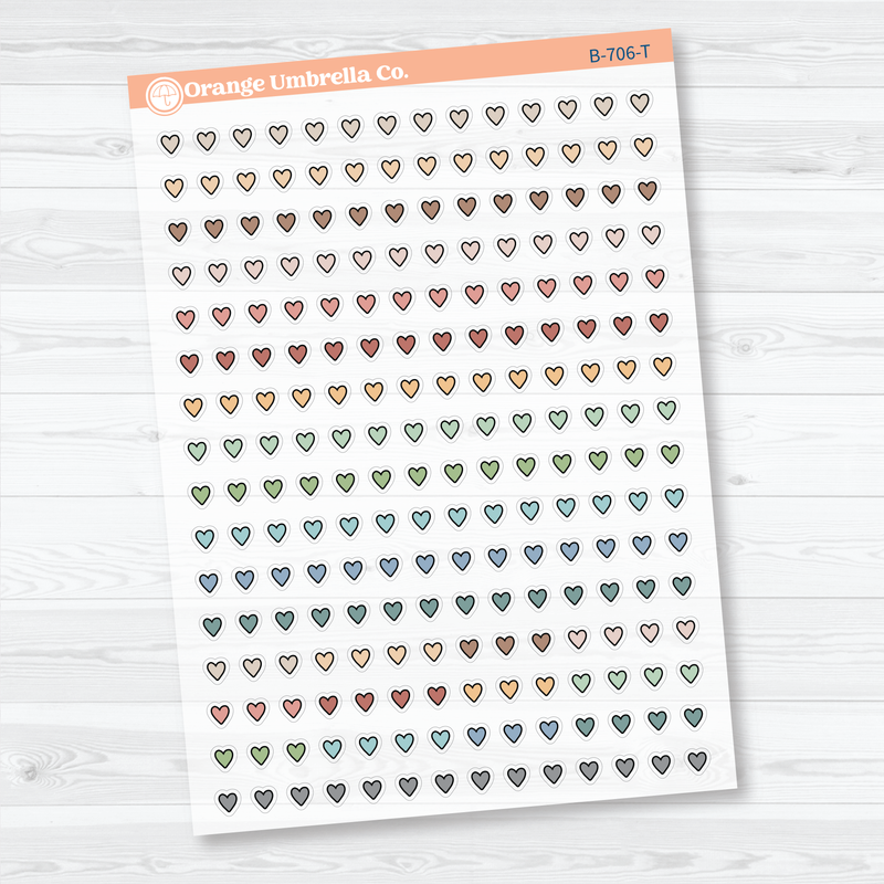 Tiny Micro Heart Clear Matte Planner Stickers | Functional & Decorative Icon Stickers | B-706-CM