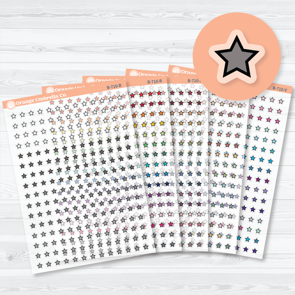 Tiny Star Icon clear matte planner stickers sheet with transparent mini stars by Orange Umbrella Co
