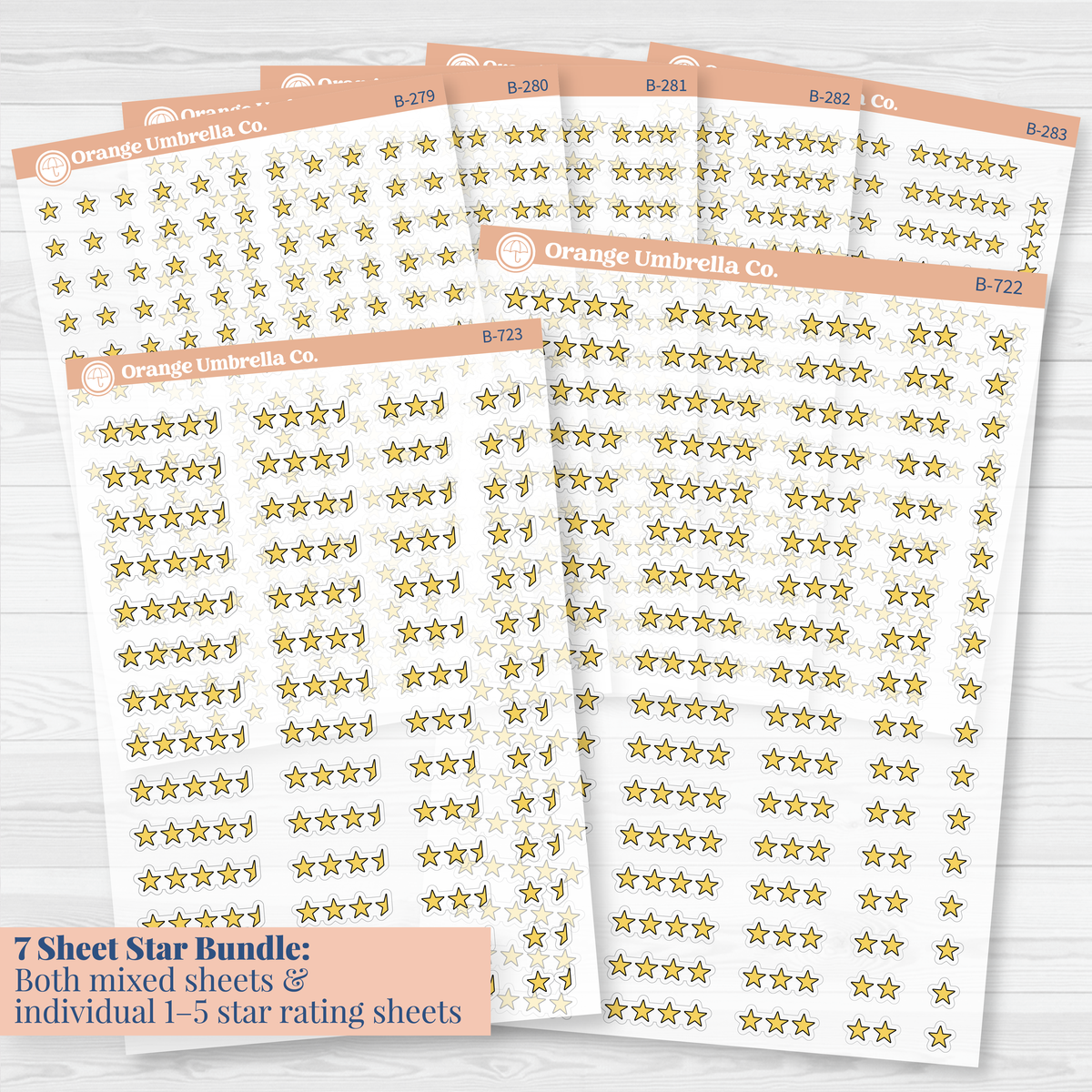 Star Rating Planner Stickers | Clear Matte Book & Movie Review Stickers | B-722-723-CM