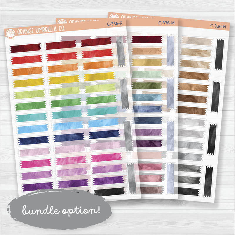 Washi Tape Torn Strips | Clear Matte Watercolor Deco Planner Stickers | C-336-CM