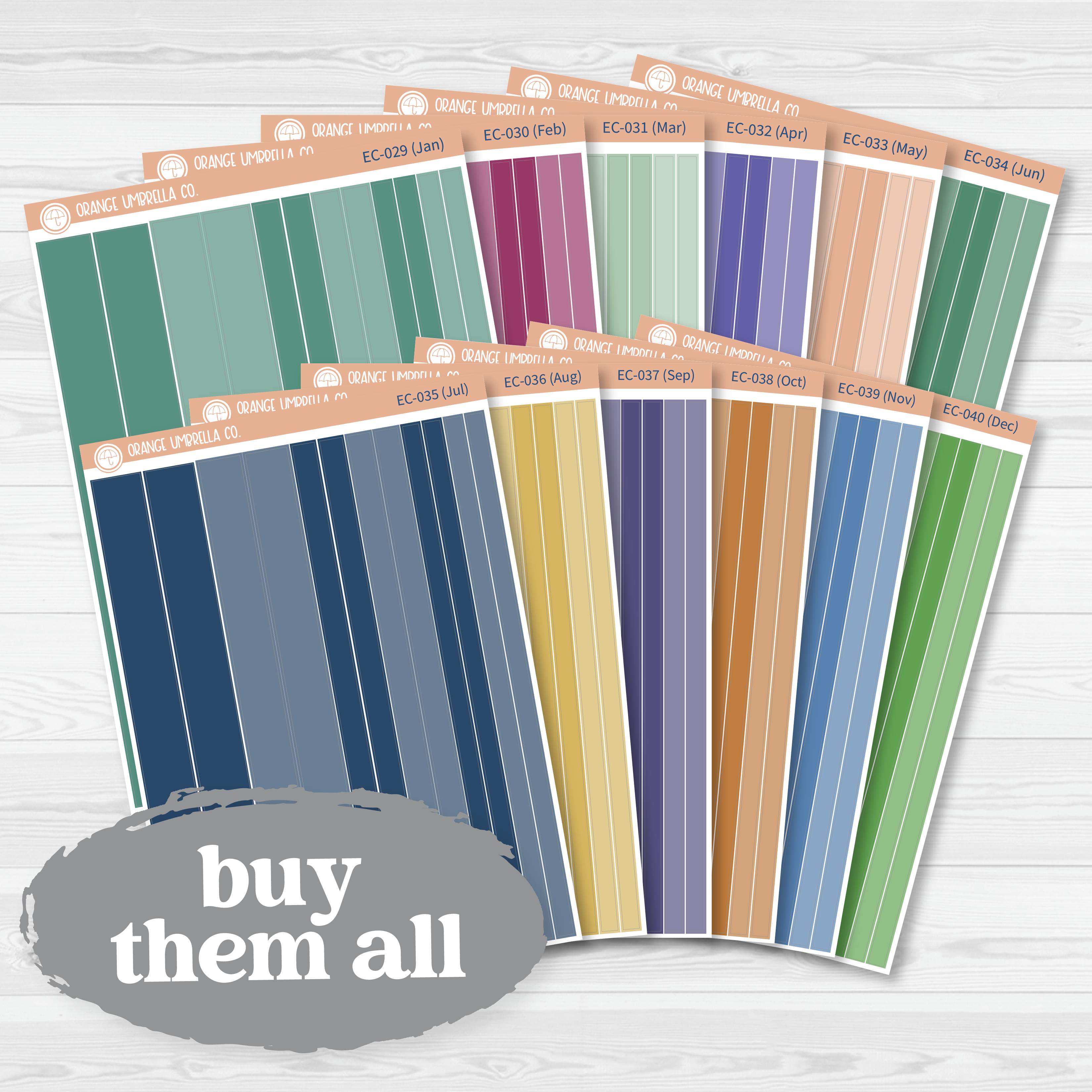 CLEARANCE | Erin Condren Colored Washi Planner Stickers | Erin Condren Palette | EC-035-040/196