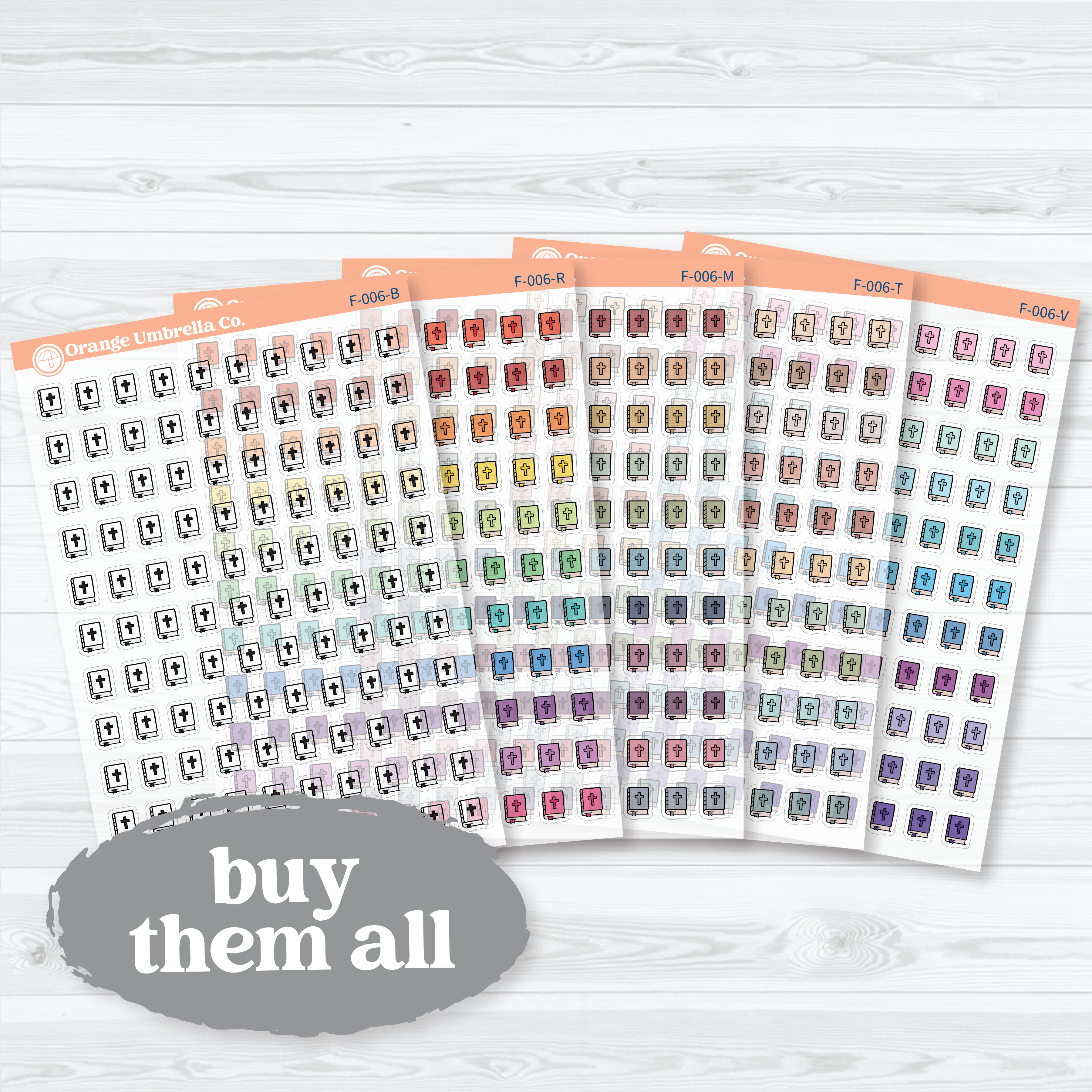 Bible Study & Church Icons | Clear Matte Planner Stickers | F-006-CM