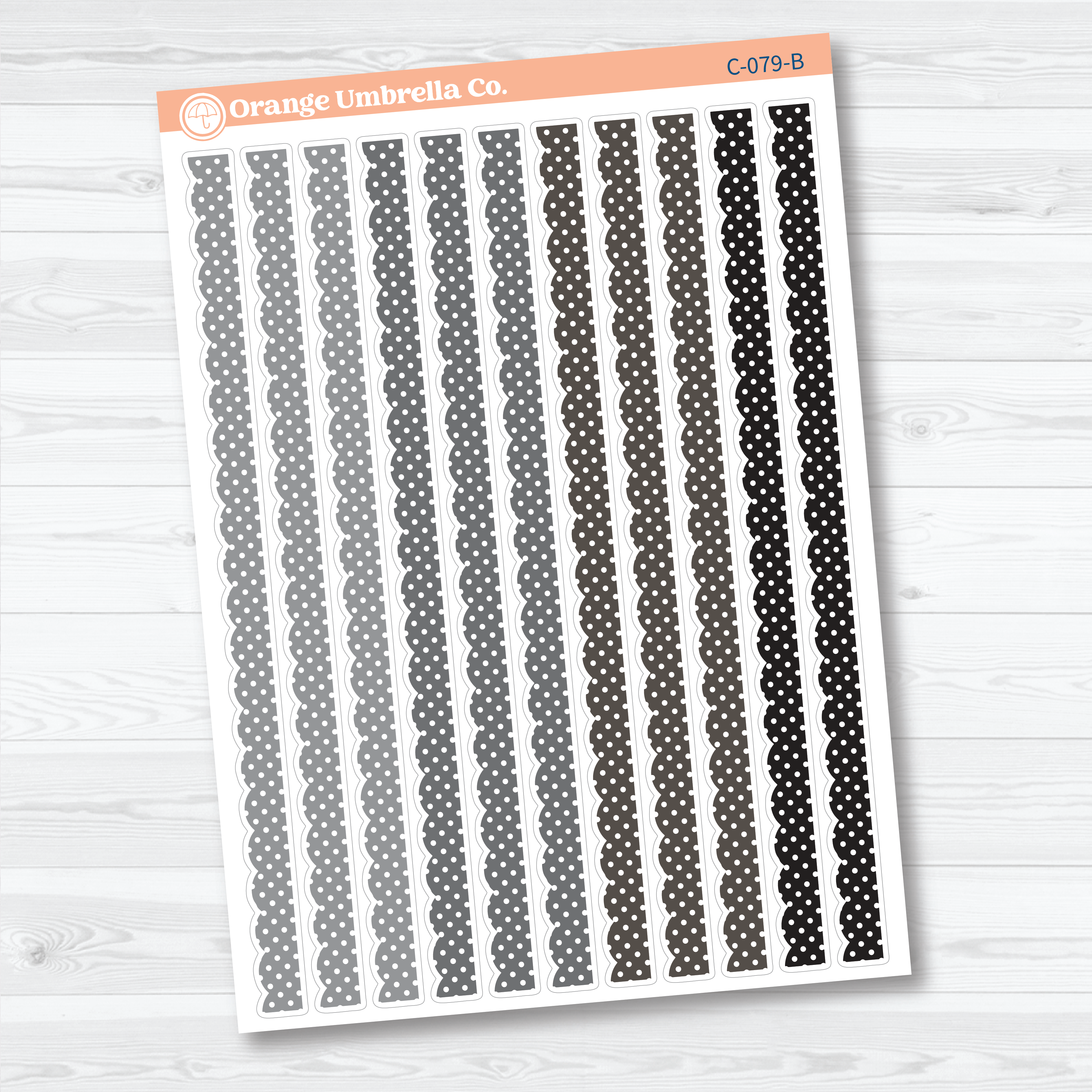 Polkadot Scalloped Washi Planner Stickers | Decorative Planner Washi Strips | C-079