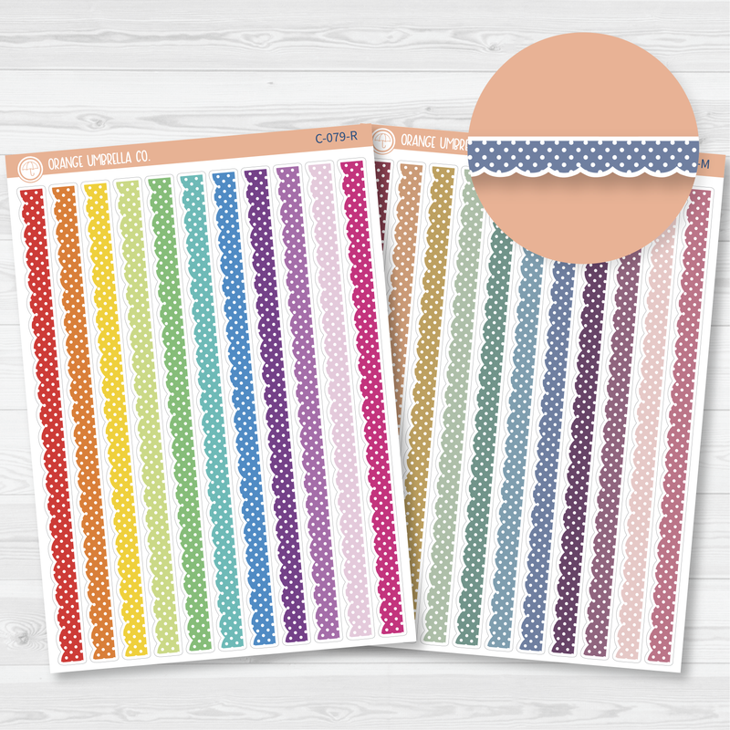 Polkadot Scalloped Washi Strips Planner Stickers | C-079