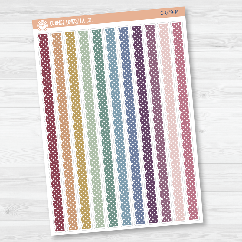 Polkadot Scalloped Washi Strips Planner Stickers | C-079