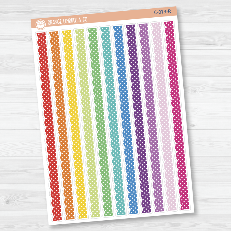 Polkadot Scalloped Washi Strips Planner Stickers | C-079