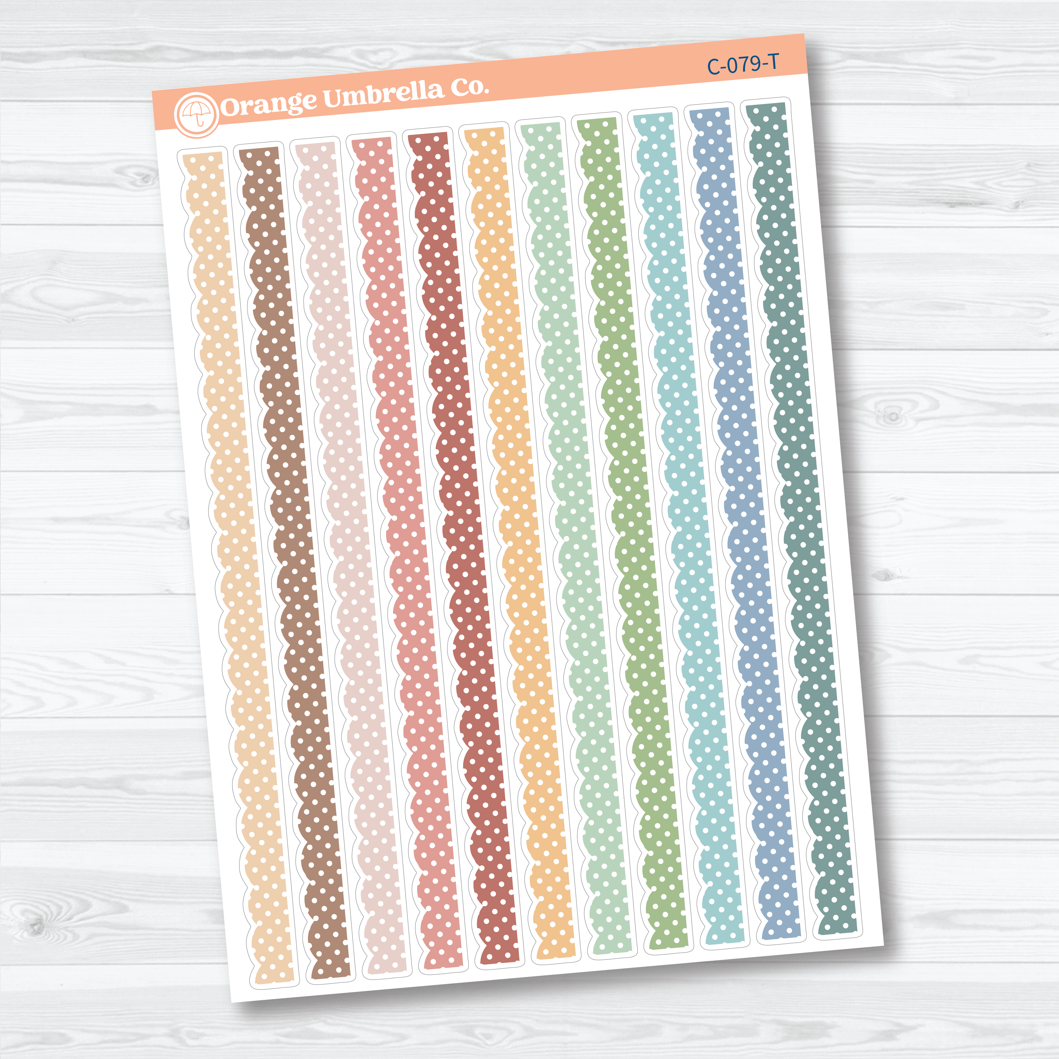 Polkadot Scalloped Washi Planner Stickers | Decorative Planner Washi Strips | C-079