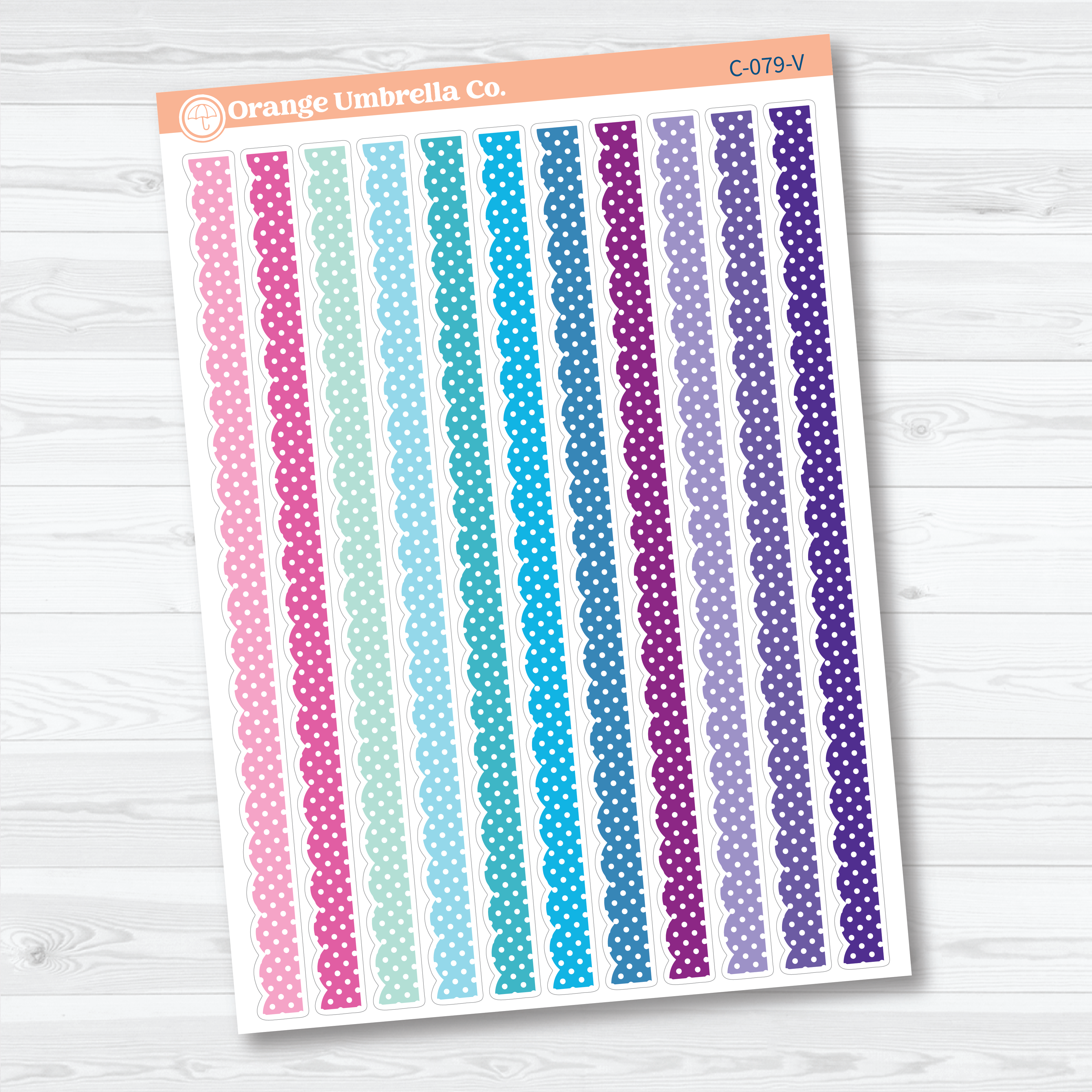 Polkadot Scalloped Washi Planner Stickers | Decorative Planner Washi Strips | C-079