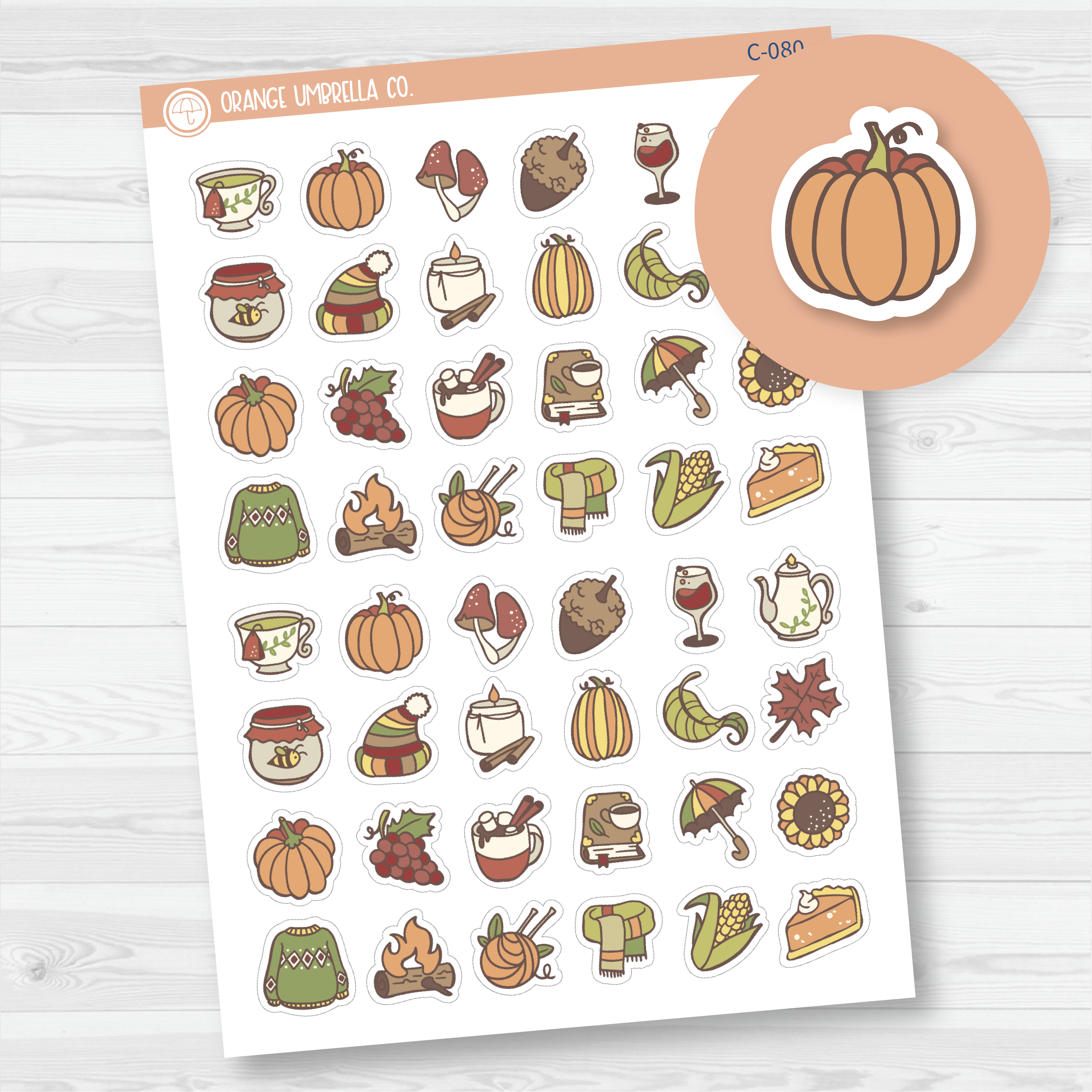 Fall Related Mixed Icon Planner Stickers | C-080