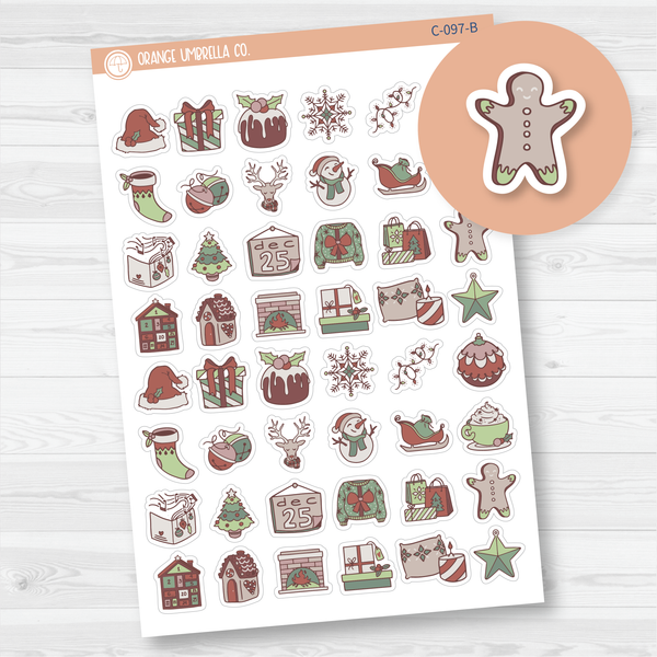 Christmas Related Mixed Icon Planner Stickers | C-097