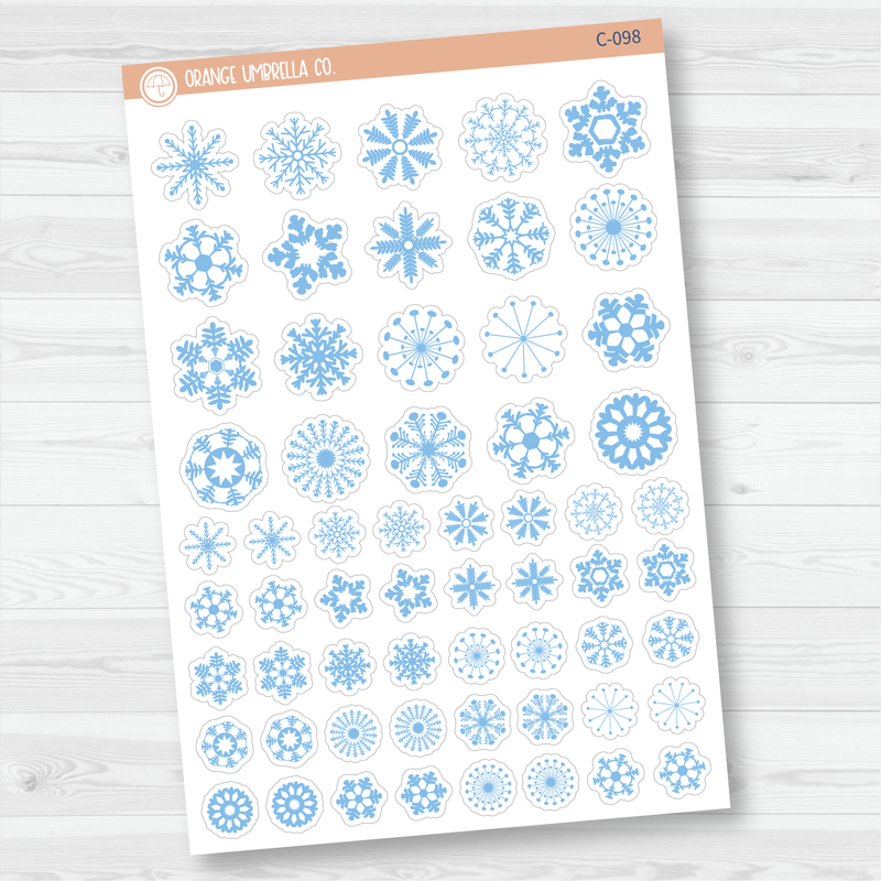 Snowflakes - Blue Icon Planner Stickers | C-098