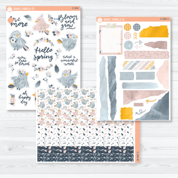 Birds & Flowers Deco Planner Stickers | C-204