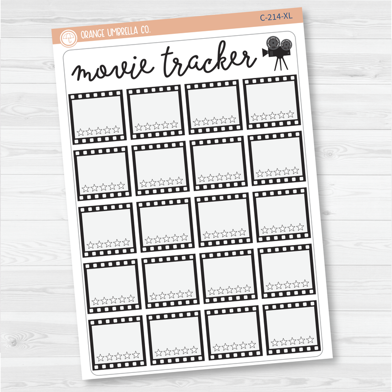 Movie Tracker Full Page A5 & 7x9 Size Deco Planner Stickers | C-214